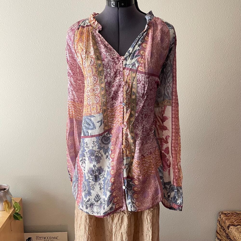 PLUS SIZE patchwork boho whimsy fairy blouse | size 26/28